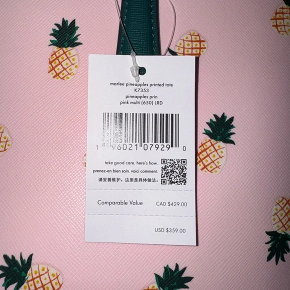 Kate Spade Pink Pineapple Tote, Wallet, and Make-Up Case Set - Picture 6 of 14